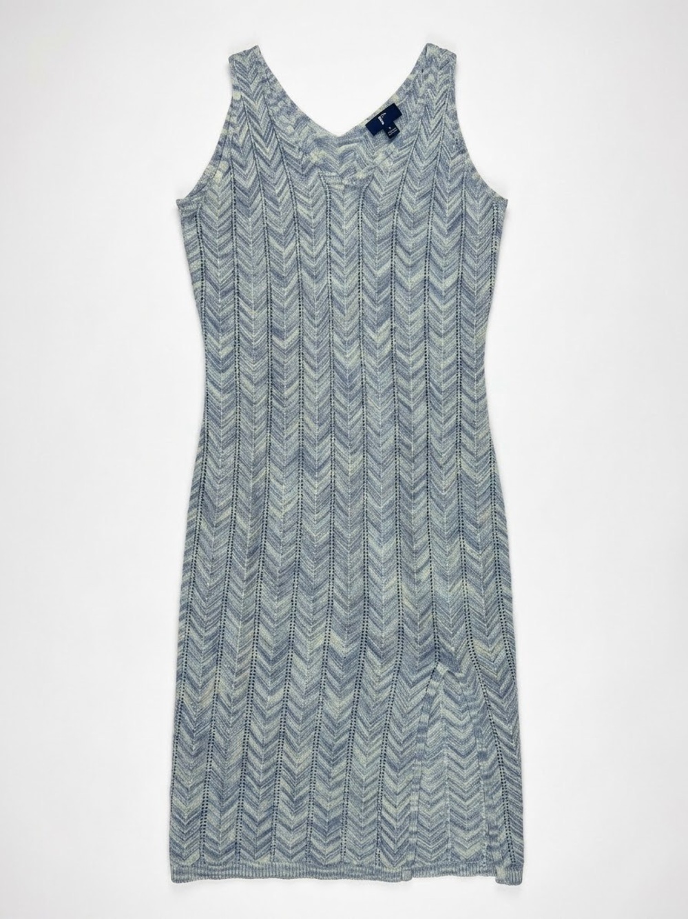 Light Blue Chevron Knit Maxi Dress - Sleeveless